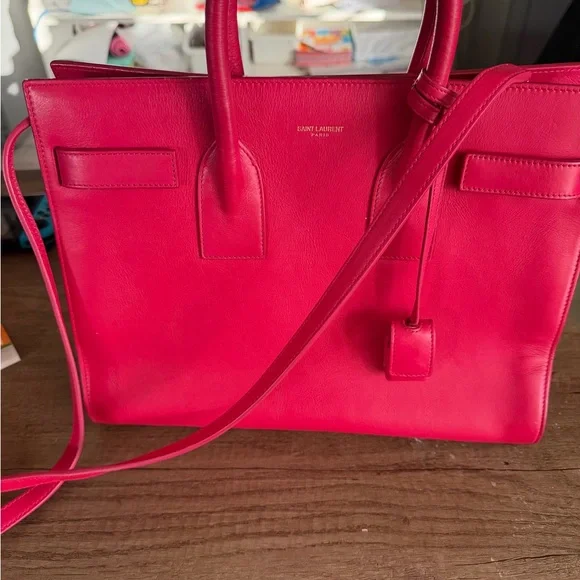 Saint Laurent Fuchsia Leather Satchel - Picture 1 of 12
